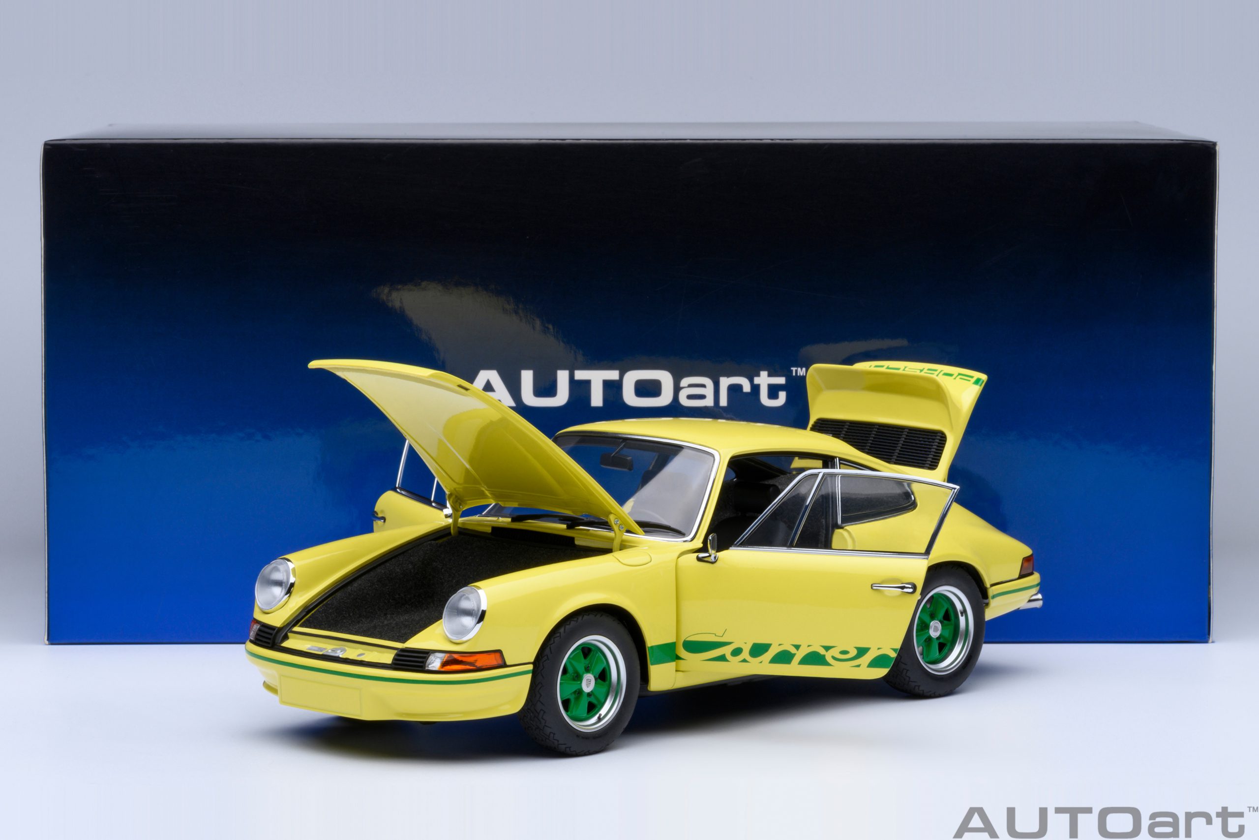 AUTOart ポルシェ 911 カレラ 2.7 RS (ライトイエロー、グリーンストライプ)