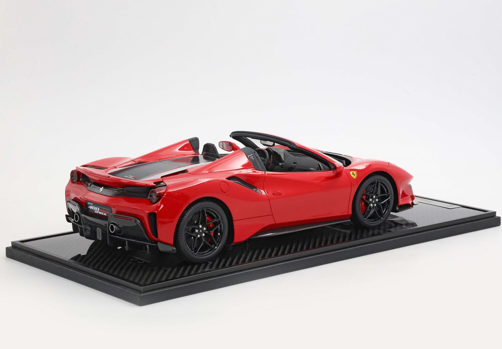 BBR Ferrari 488 Pista Spider Open roof Rosso Corsa - black silver stripe - 1/12 - 画像8