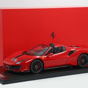 BBR Ferrari 488 Pista Spider Open roof Rosso Corsa - black silver stripe - 1/12