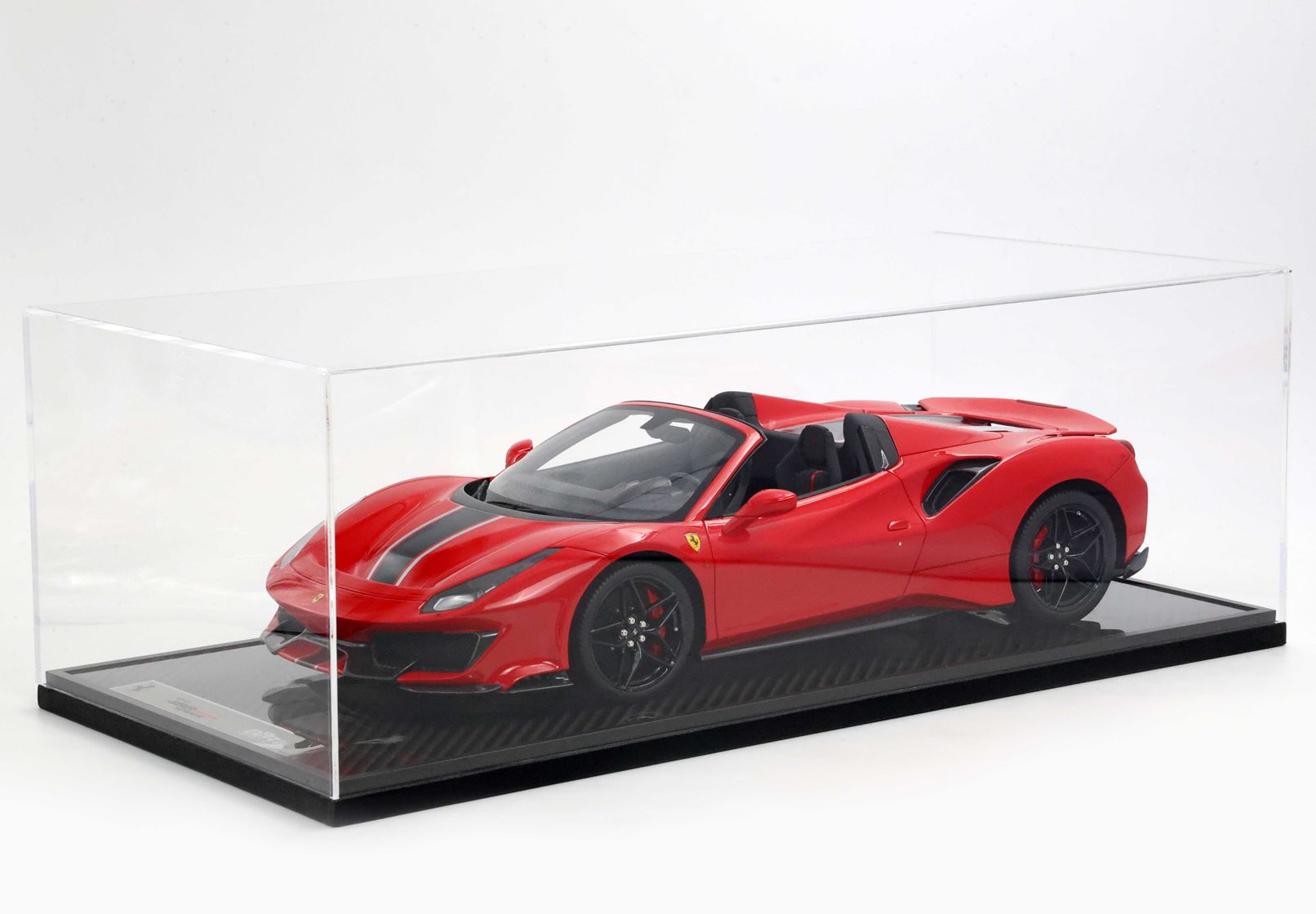 BBR Ferrari 488 Pista Spider Open roof Rosso Corsa - black silver stripe - 1/12 - 画像7