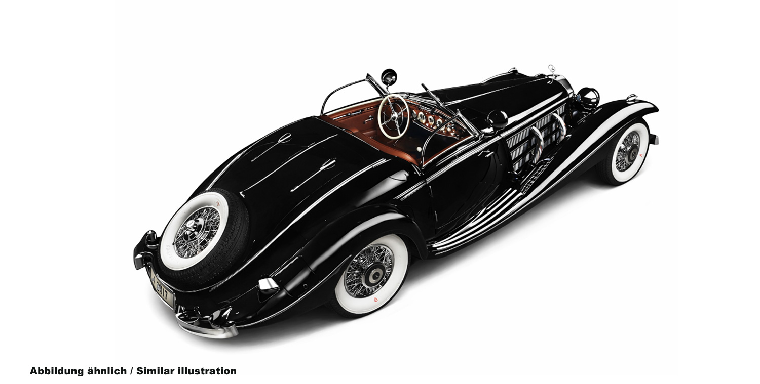 CMC Mercedes Benz 500K Special Roadster, black Exterior black, Interior red-brown Limited Edition 1500 pieces