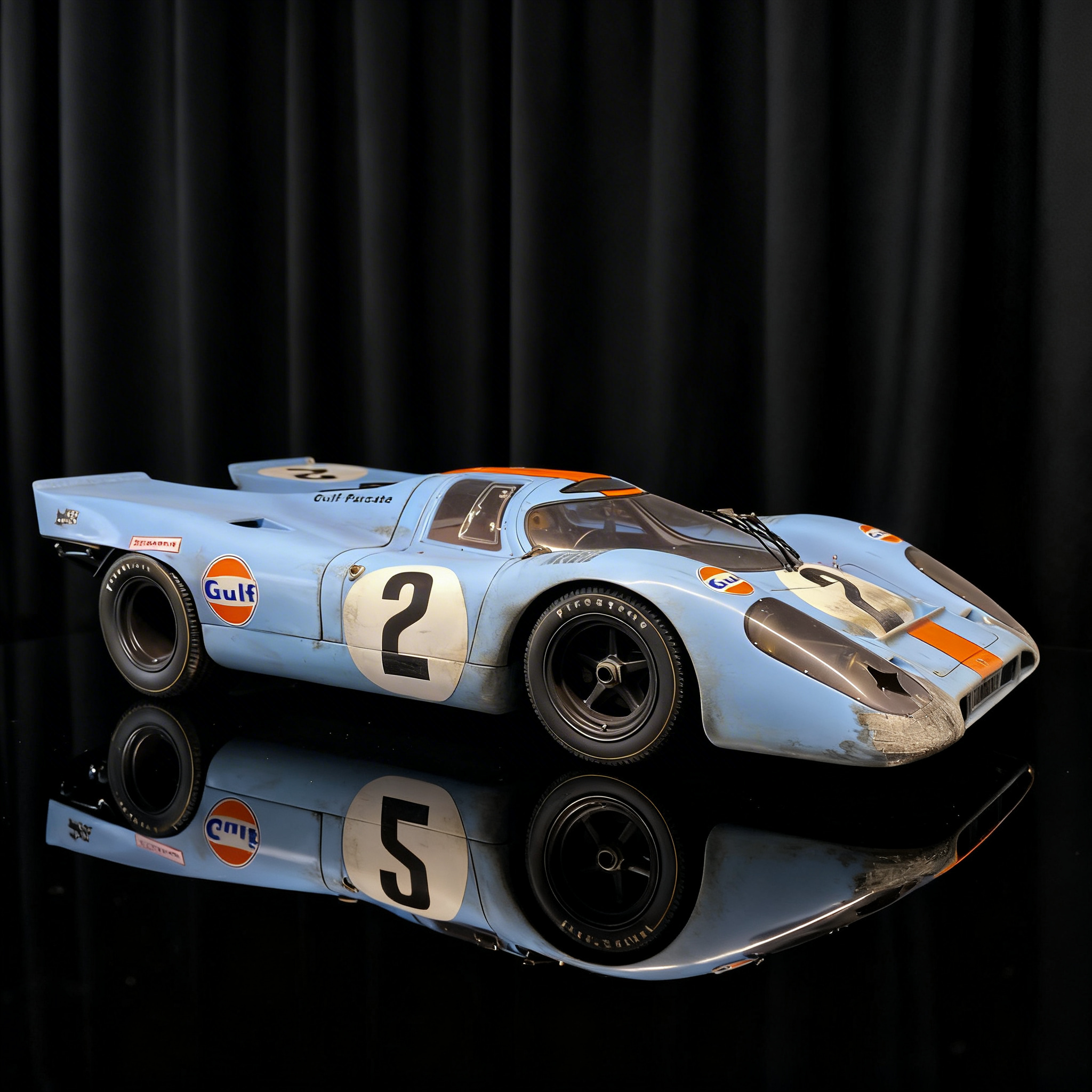 Amalgam Porsche 917K - Sieger von 1970 Daytona - Gulf-Lackierung - Race Weathered - 1/8