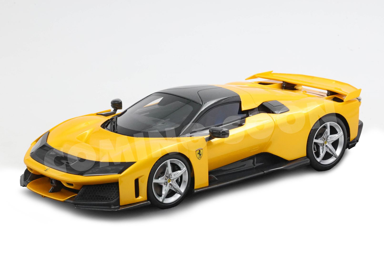 BBR Ferrari F80 diecast Giallo Tristrato with carbon wheels and wing - POLYFOAM PACK - 1/18