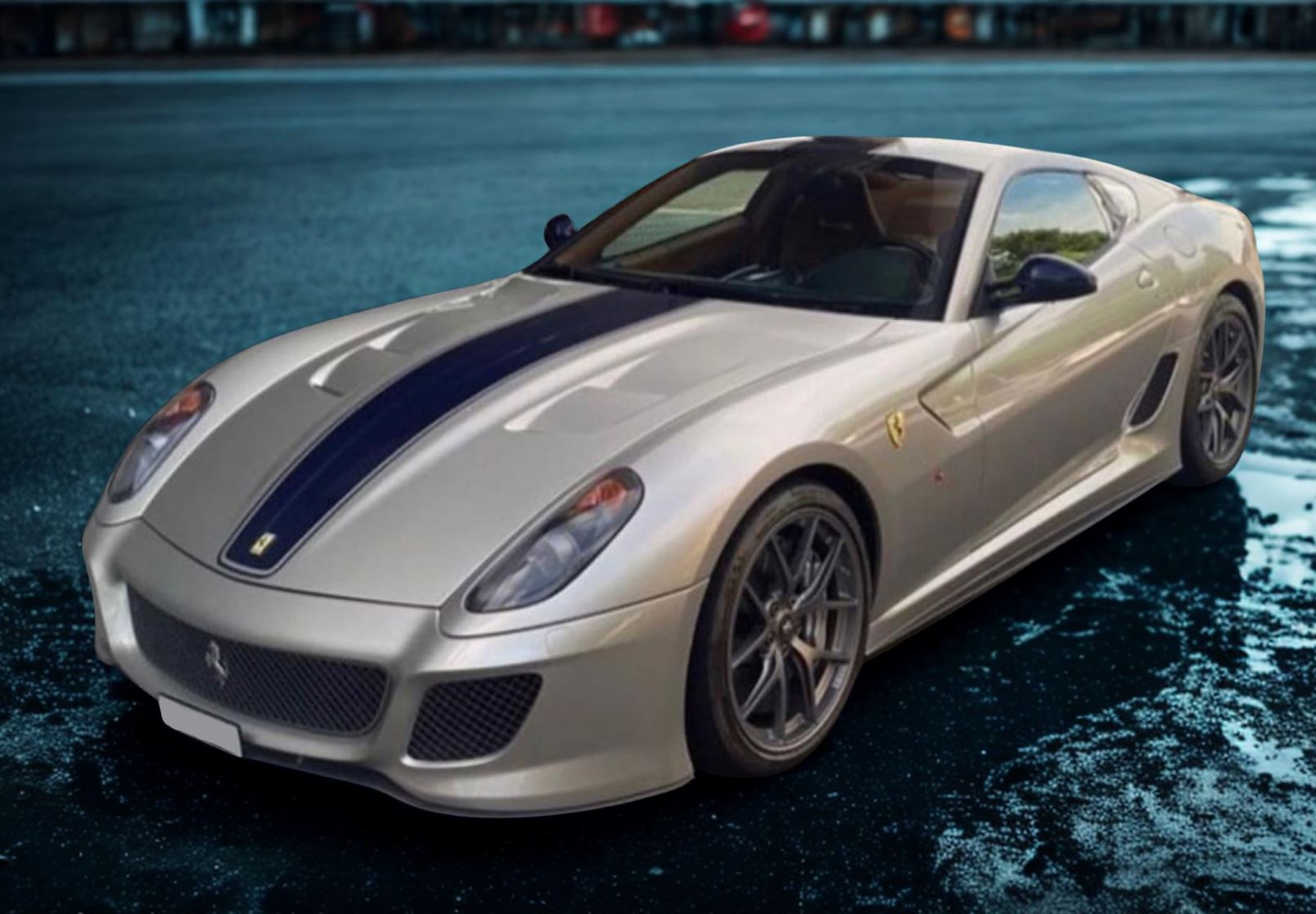 BBR Ferrari 599 GTO 2010 - Ingrid Grey with Blue Stripe | 1:18