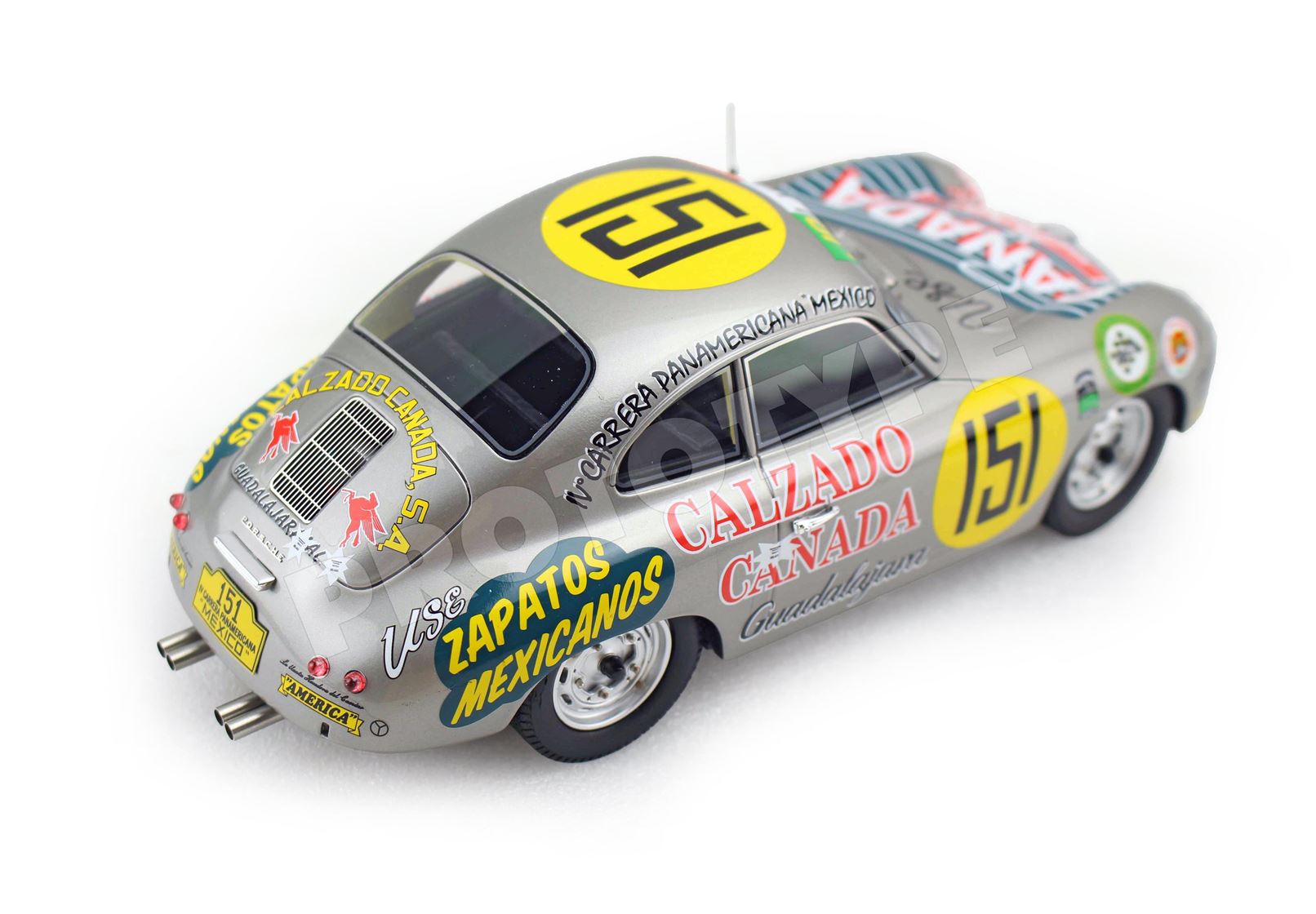 BBR Porsche 356A 4th Carrera Panamericana 1954 Canada Shoes Car N151 | 1:18 - Immagine 2