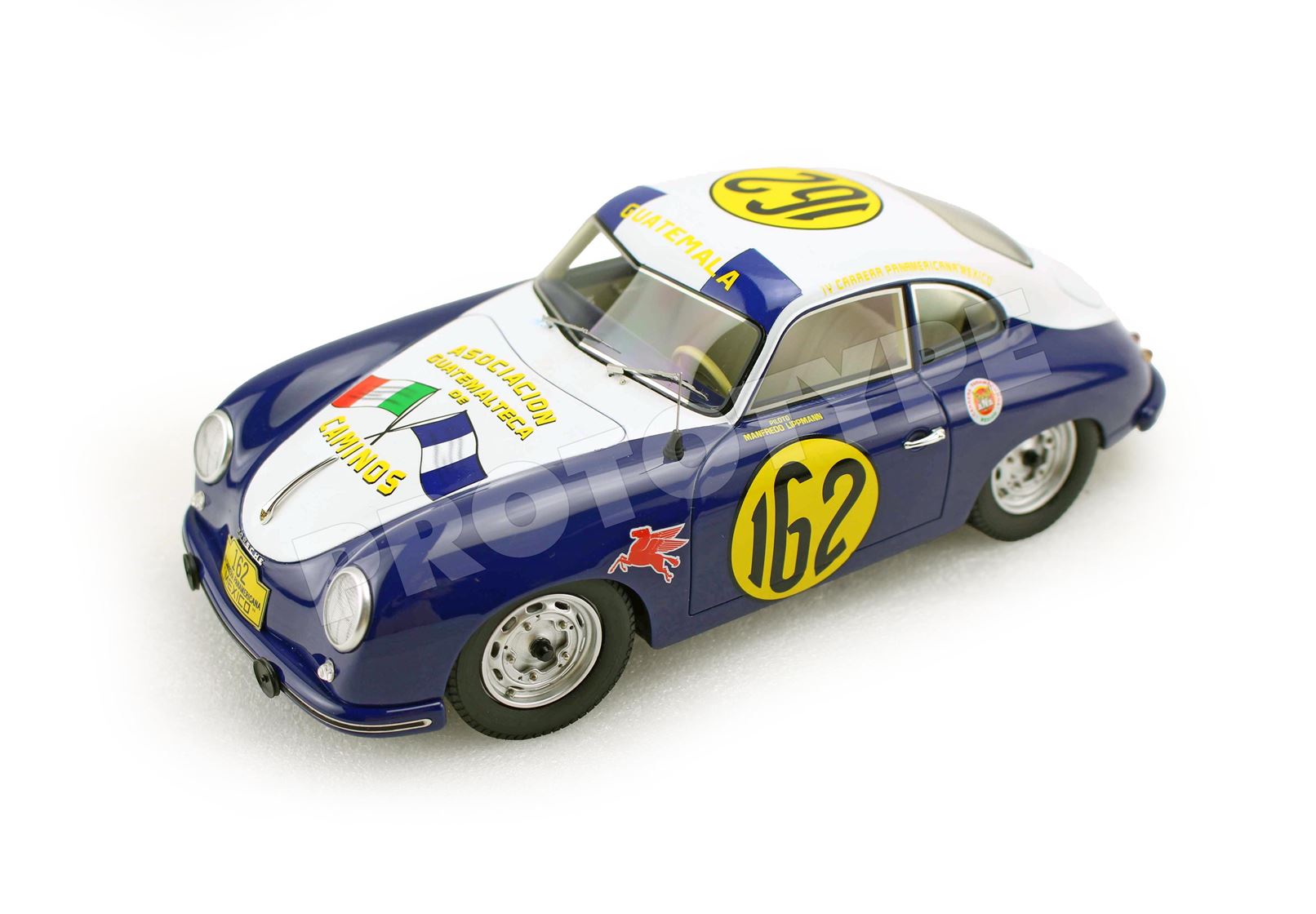 BBR Porsche 356A Carrera Panamericana 1954 Asociación Guatemalteca Car N162 - White | 1:18