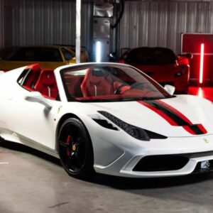BBR Ferrari 458 Speciale A Spider - White with Black-Red Stripes | 1:18