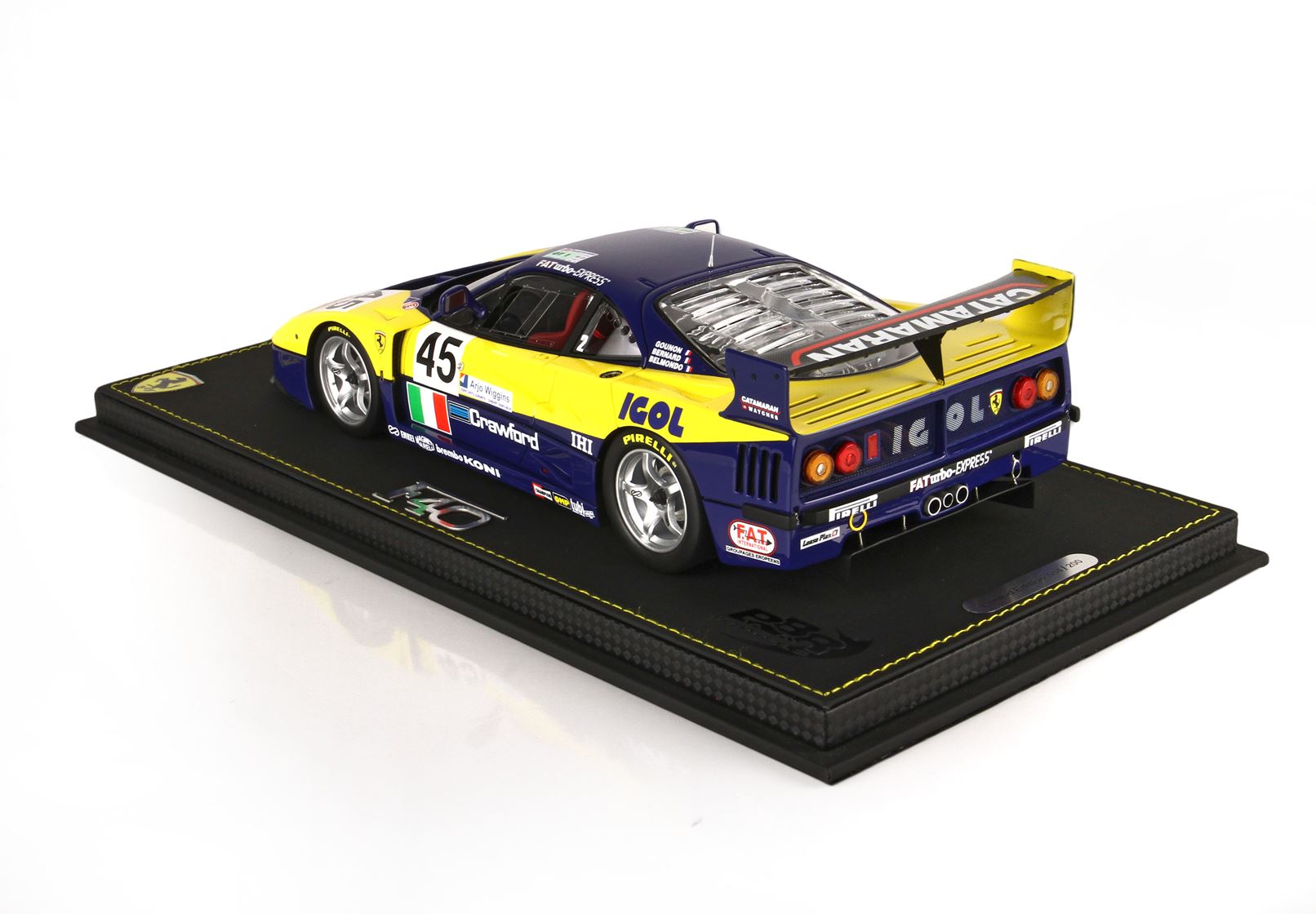 BBR Ferrari F40 LM Le Mans 1996 Team Ennea IGOL #45 - Yellow/Blue | 1:18 - Immagine 2