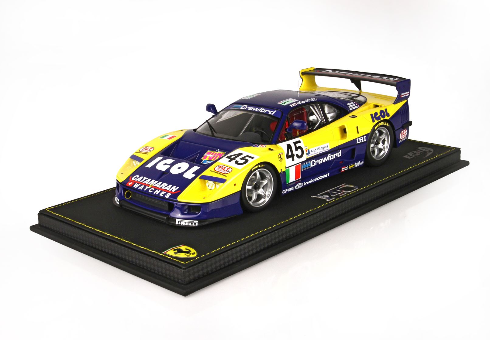 BBR Ferrari F40 LM Le Mans 1996 Team Ennea IGOL #45 - Yellow/Blue | 1:18