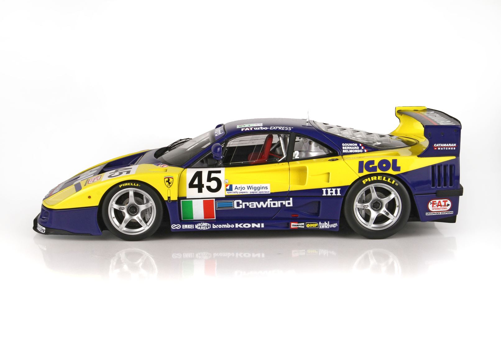 BBR Ferrari F40 LM Le Mans 1996 Team Ennea IGOL #45 - Yellow/Blue | 1:18 - Immagine 5