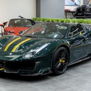 BBR Ferrari 488 Pista Spider - British Green with Two Yellow Stripes | 1:18