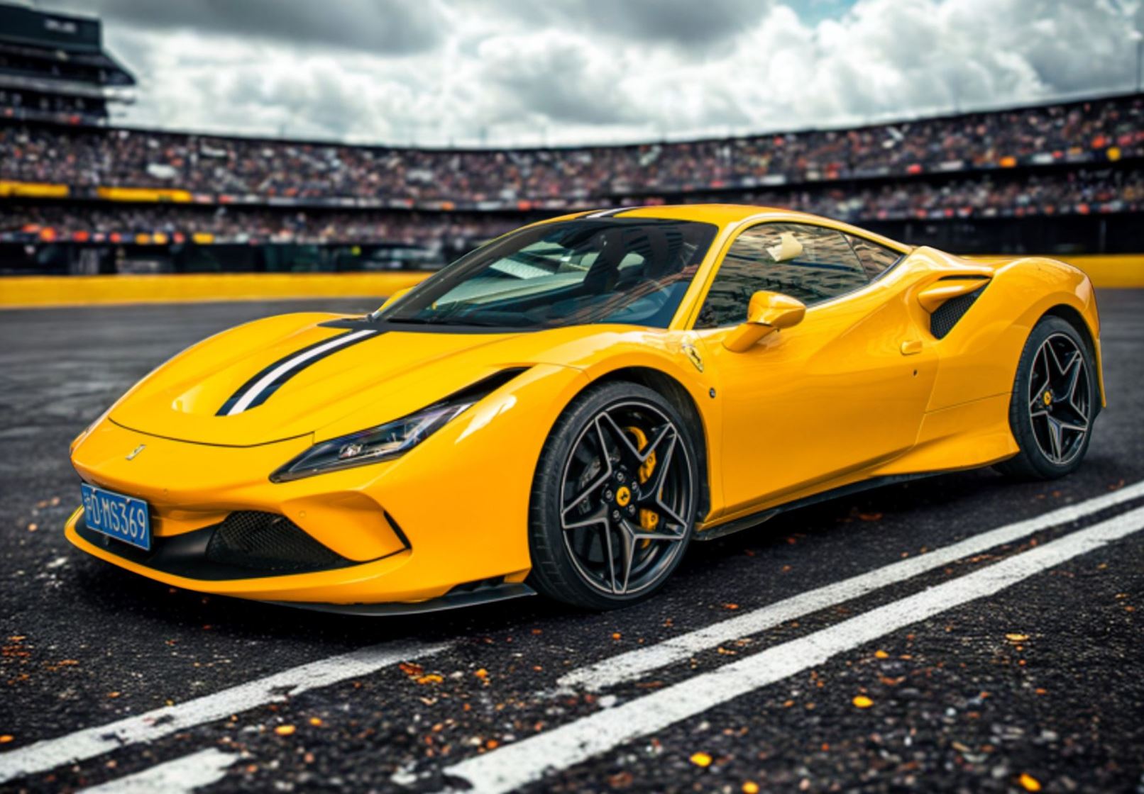 BBR Ferrari F8 Tributo Blue America & White Livery - Triple Layer Yellow | 1:18