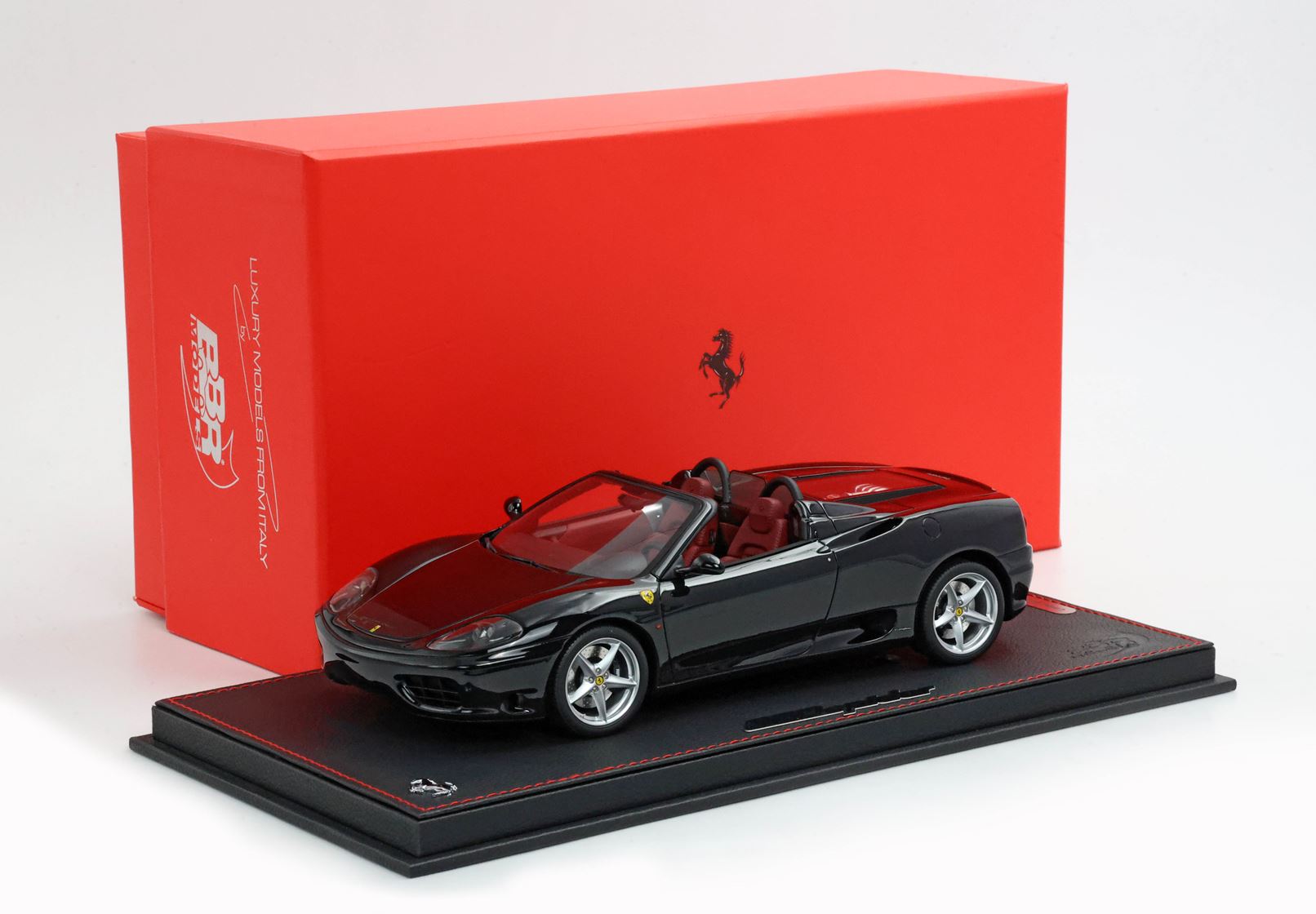 BBR Ferrari 360 Modena Spider Manual Transmission - Gloss Black - Bordeaux | 1:18 - Imagen 10