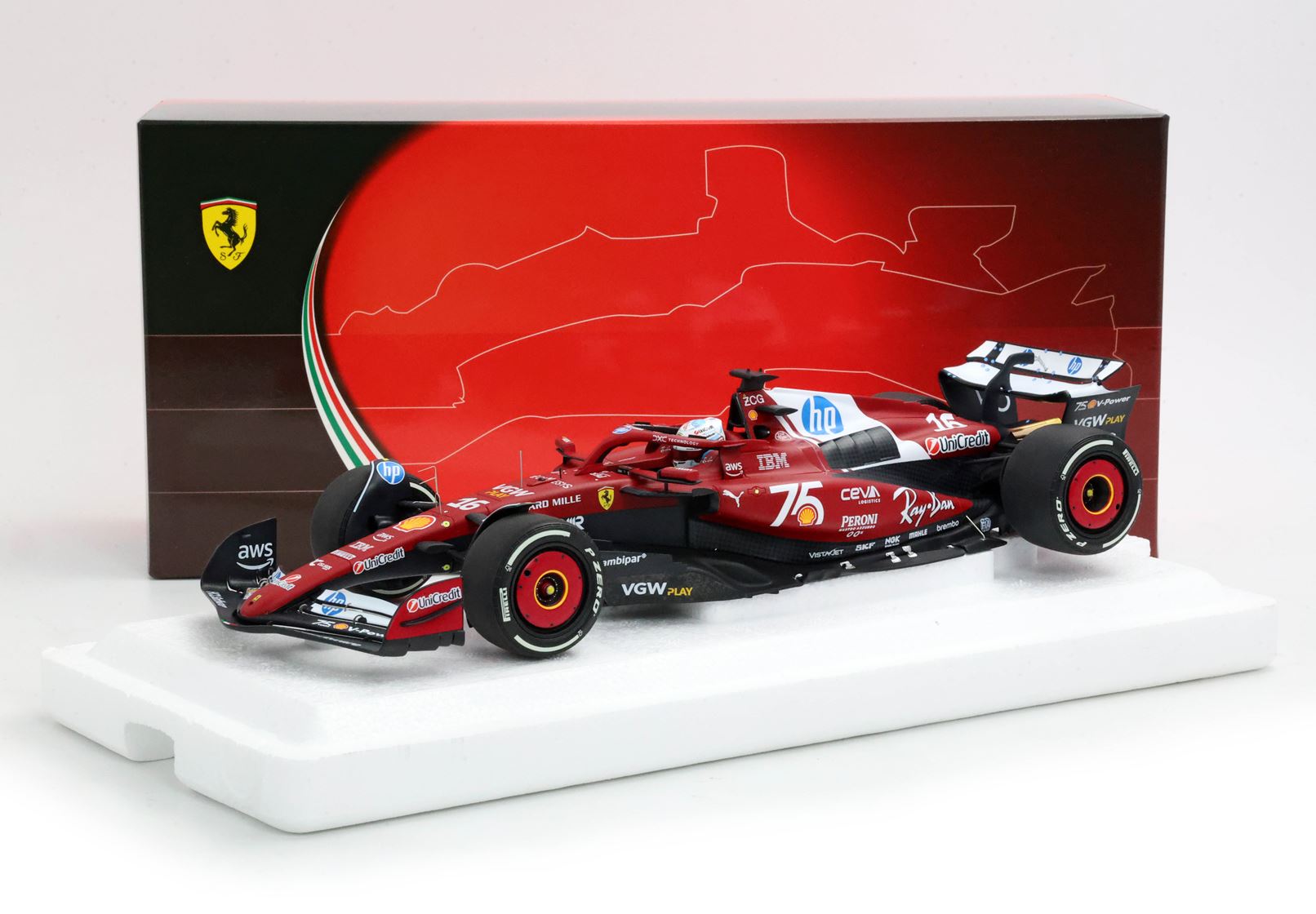 BBR Ferrari SF25 GP di Monaco 2025 Charles Leclerc 2° Posto 75 Anni Shell | 1:18