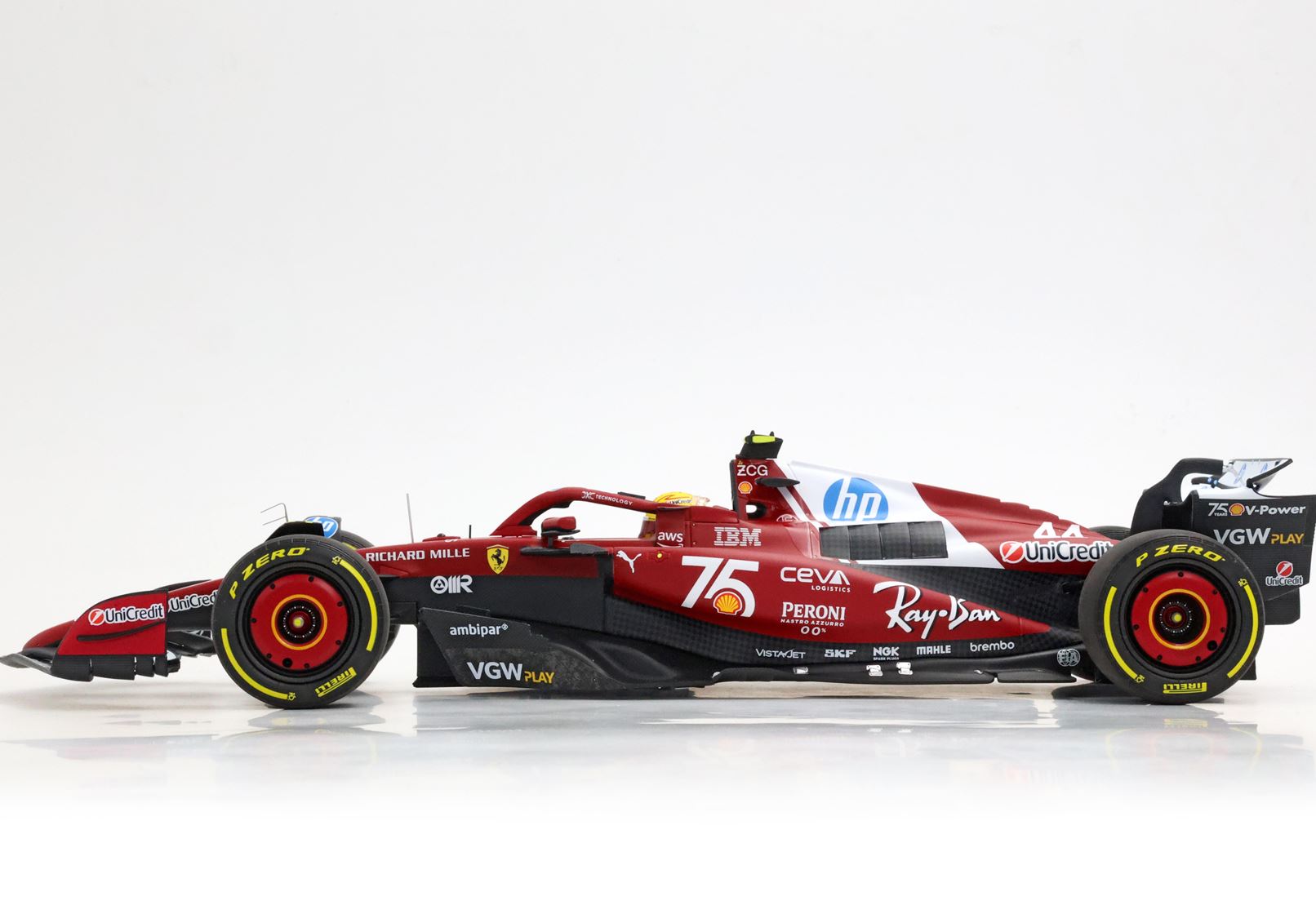 BBR Ferrari SF25 Monaco GP 2025 Shell 75 Years Livery Lewis Hamilton | 1:18 - Immagine 2