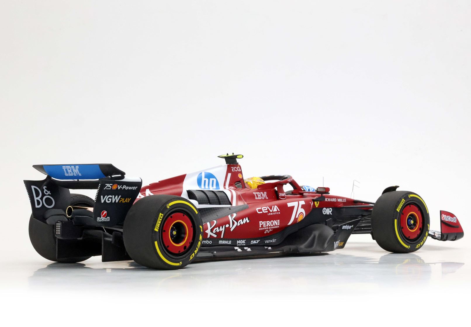 BBR Ferrari SF25 Monaco GP 2025 Shell 75 Years Livery Lewis Hamilton | 1:18 - Immagine 4