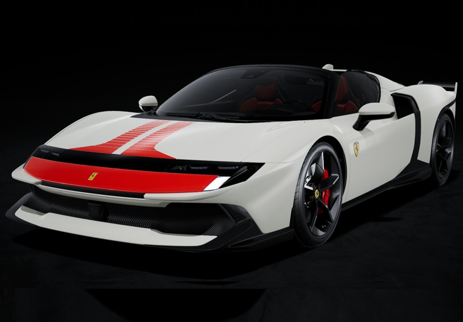 BBR Ferrari 849 Testarossa Spider Assetto Fiorano - Italian White with Red Stripe | 1:18