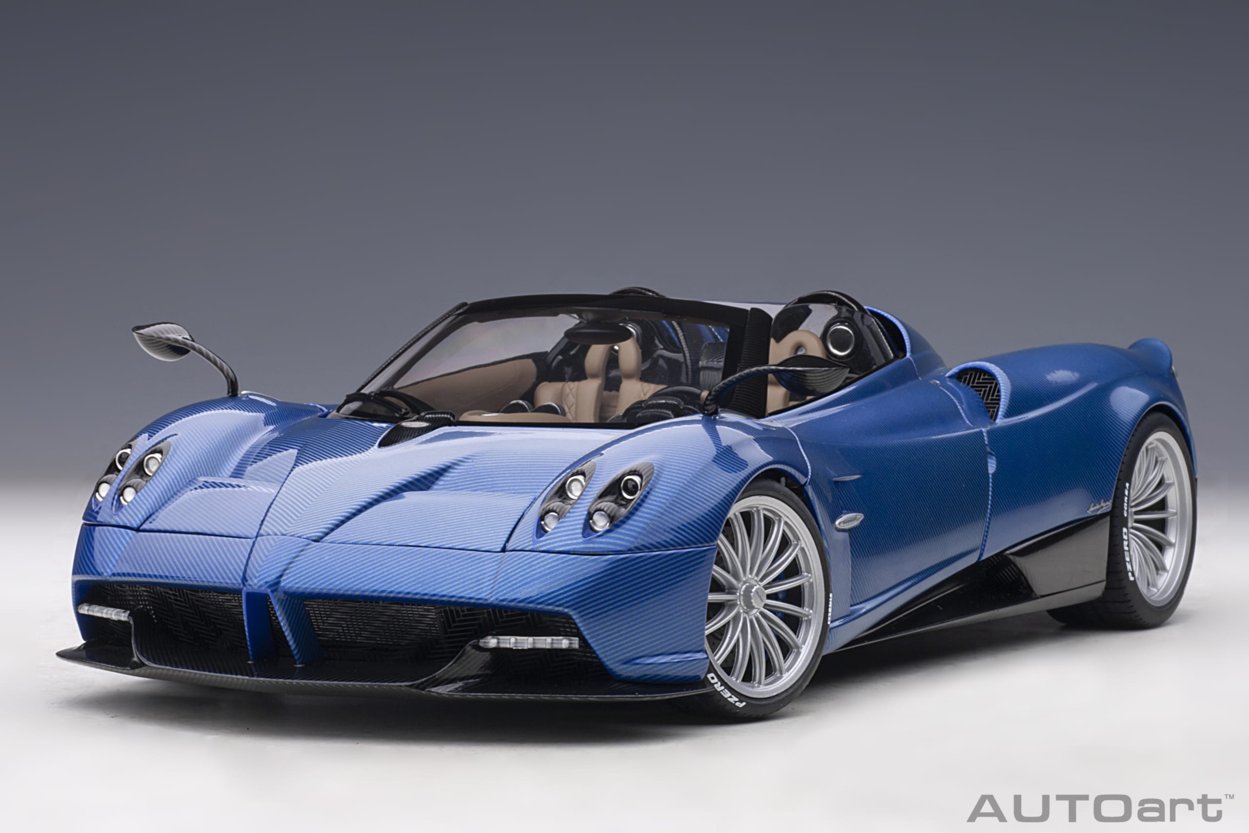AUTOart Pagani Huayra Roadster 2017 1:18 - Blue Tricolore Carbon Fiber - Image 24