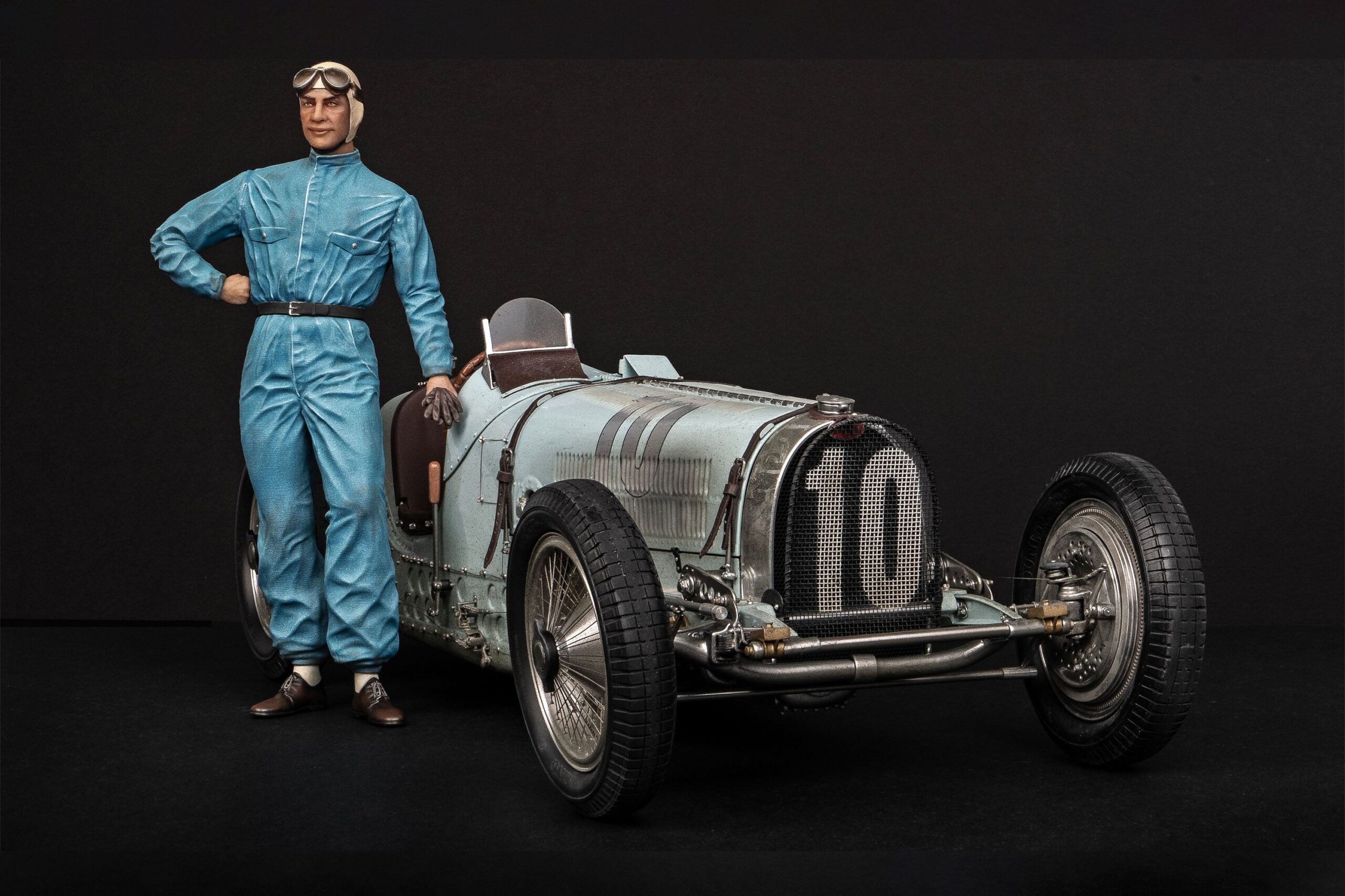 Amalgam Bugatti Type 59 1935 Belgian Grand Prix Jean-Pierre Wimille Figure Edition - Blau | 1:8