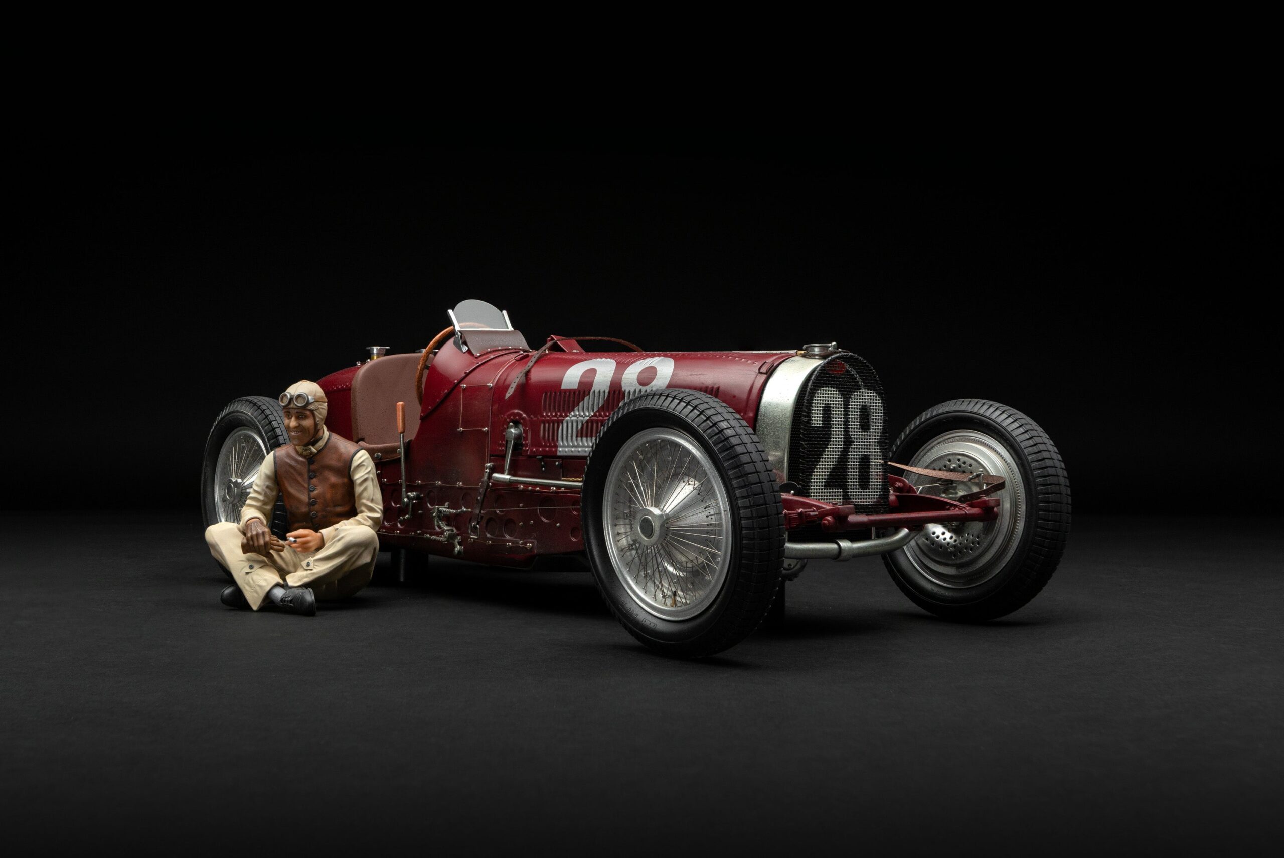Amalgam Bugatti Type 59 1934 Grand Prix de Monaco - Édition figurine Tazio Nuvolari - Rouge | 1:8