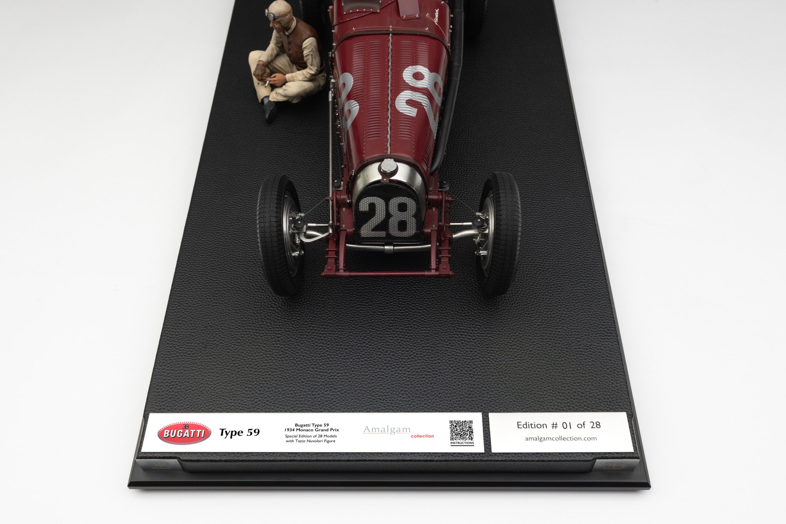 Amalgam Bugatti Type 59 1934 Monaco Grand Prix - Tazio Nuvolari Figure Edition - Rot | 1:8 - Image 13