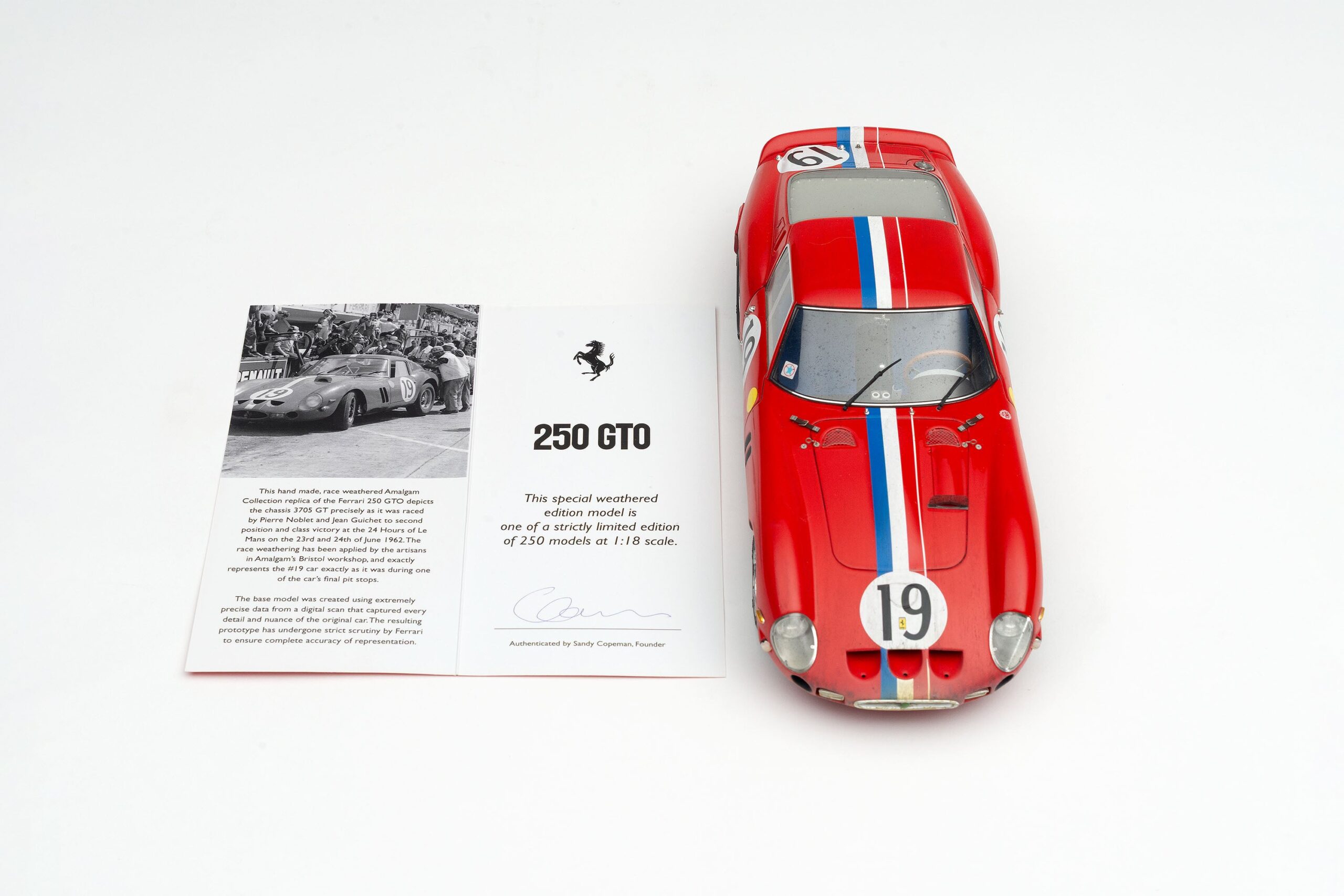 Amalgam Ferrari 250 GTO 3705GT 1962 Le Mans Class Winner Race Weathered - Rot | 1:18 - Image 12