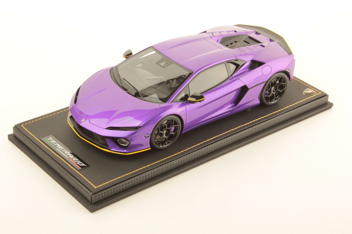 MR Collection Lamborghini Temerario - ONE OFF Viola Pasifae with Yellow Livery | 1:18