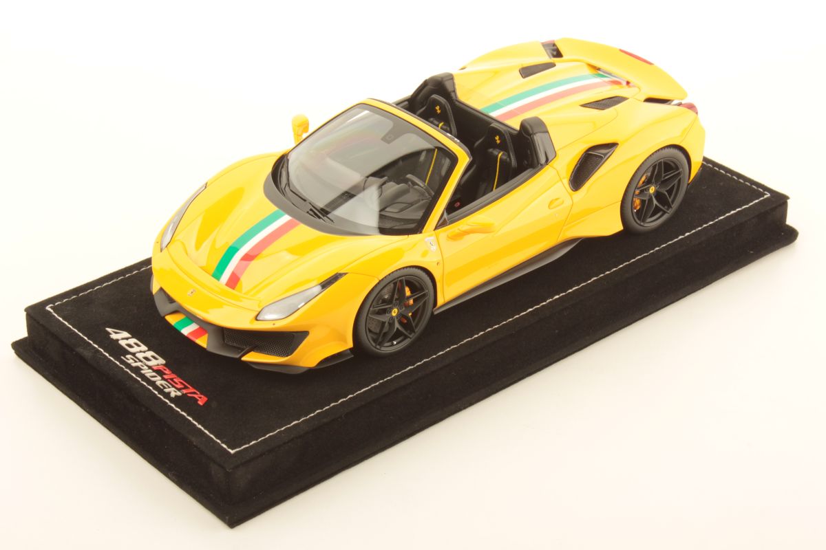 MR Collection Ferrari 488 Pista Spider - Modena Yellow, Italian Livery | 1:18