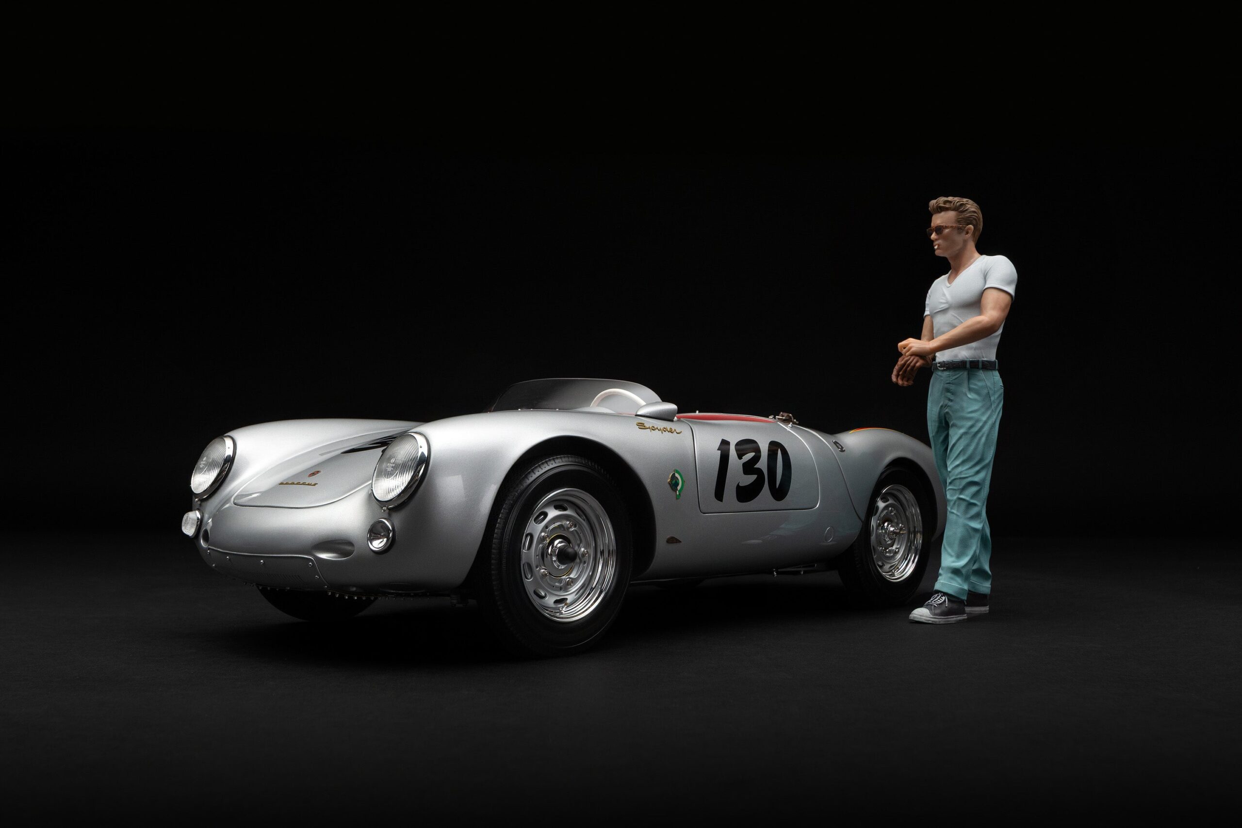 Amalgam Porsche 550 RS Spyder 'Little Bastard' (1955) James Dean Figure Edition - Silver | 1:8