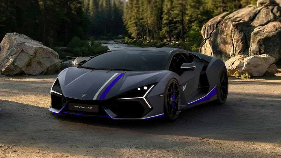 MR Collection Lamborghini Revuelto NA63 - Serget Grey with Monocerus White and Royal Blue Livery | 1:18