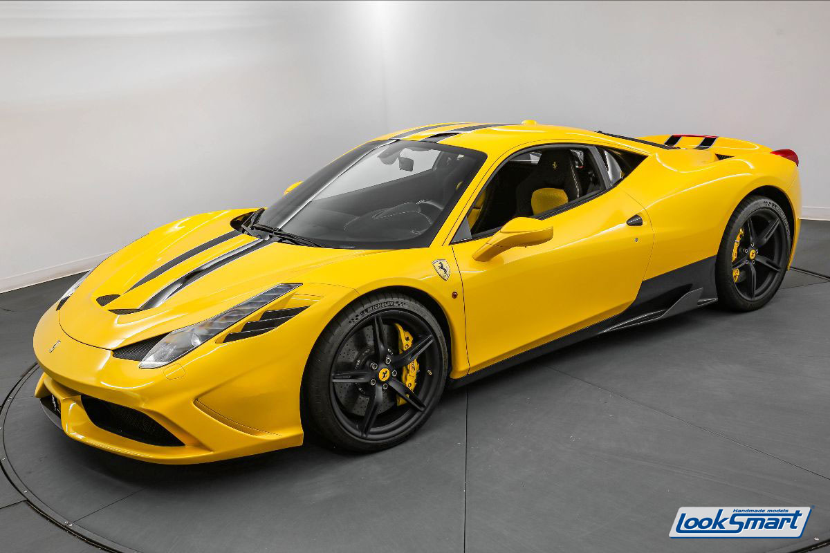 MR Collection Ferrari 458 Speciale - Modena Yellow with Racing Livery | 1:12